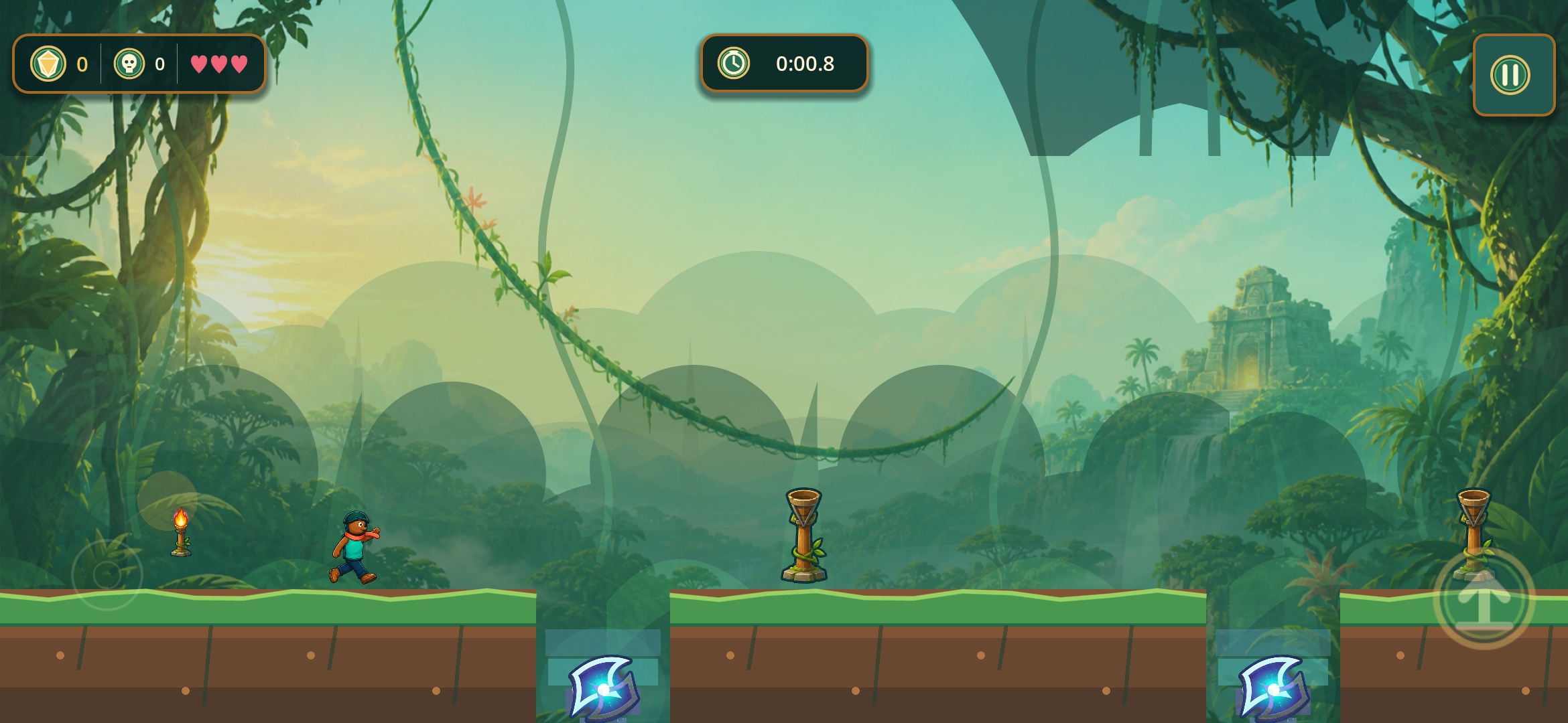 Vinerunner gameplay: a glowing rift hidden in the jungle floor